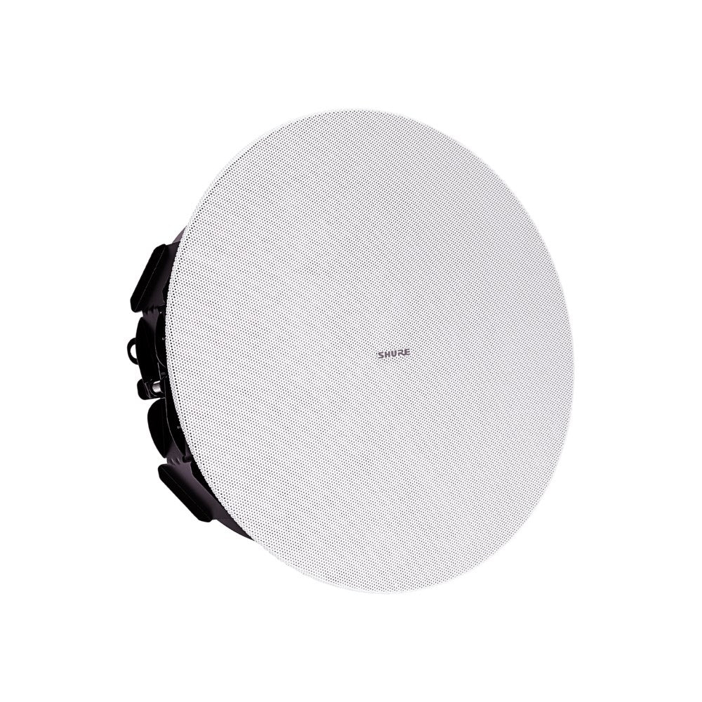SHURE MXN5W-C Altavoz en red activo PoE/PoE+ con DSP integrado, incluye soporte de plafón, No es necesario un amplificador separado o un DSP externo.