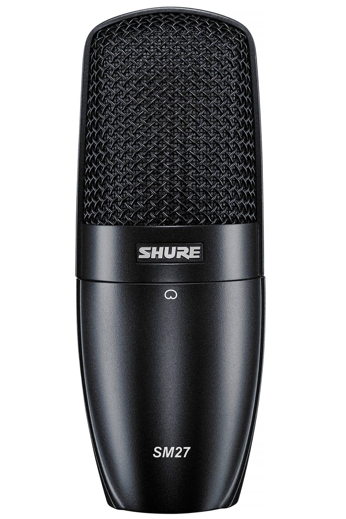 SHURE SM27 Micrófono de condensador para estudio, cardioide de diafragma grande, cuenta con protección antipop integral y montaje contra golpes.