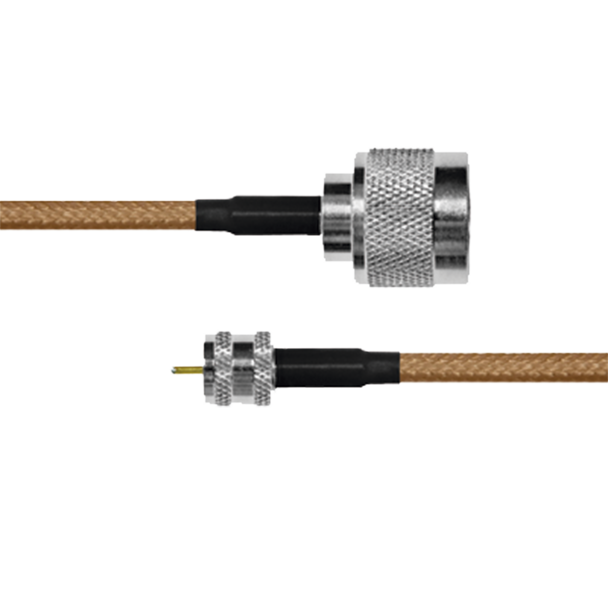 Cable Coaxial RG-142/U de 110 cm, 50 Ohm con Conectores N Macho a Mini UHF Macho.