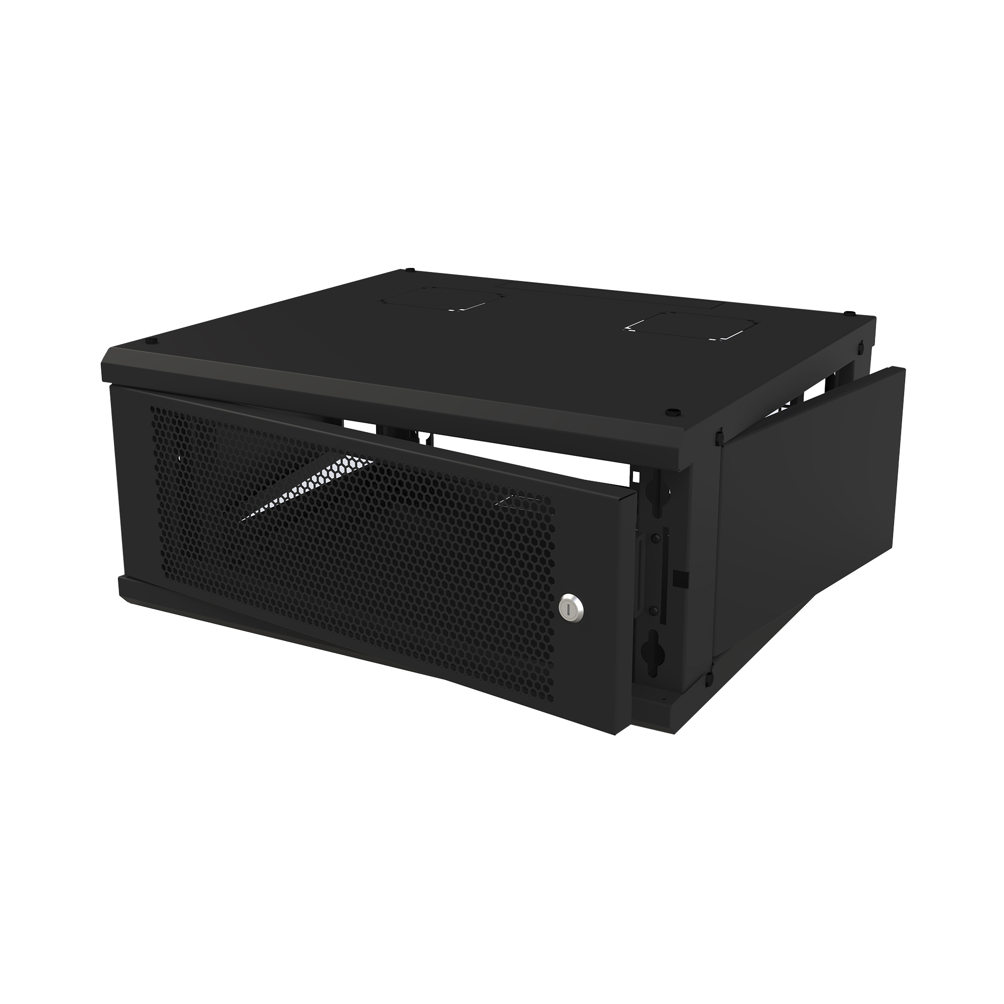 Gabinete de Pared Fijo, Con 4 Unidades de Rack, de 19 in, Fabricado en Acero, Puerta Perforada.