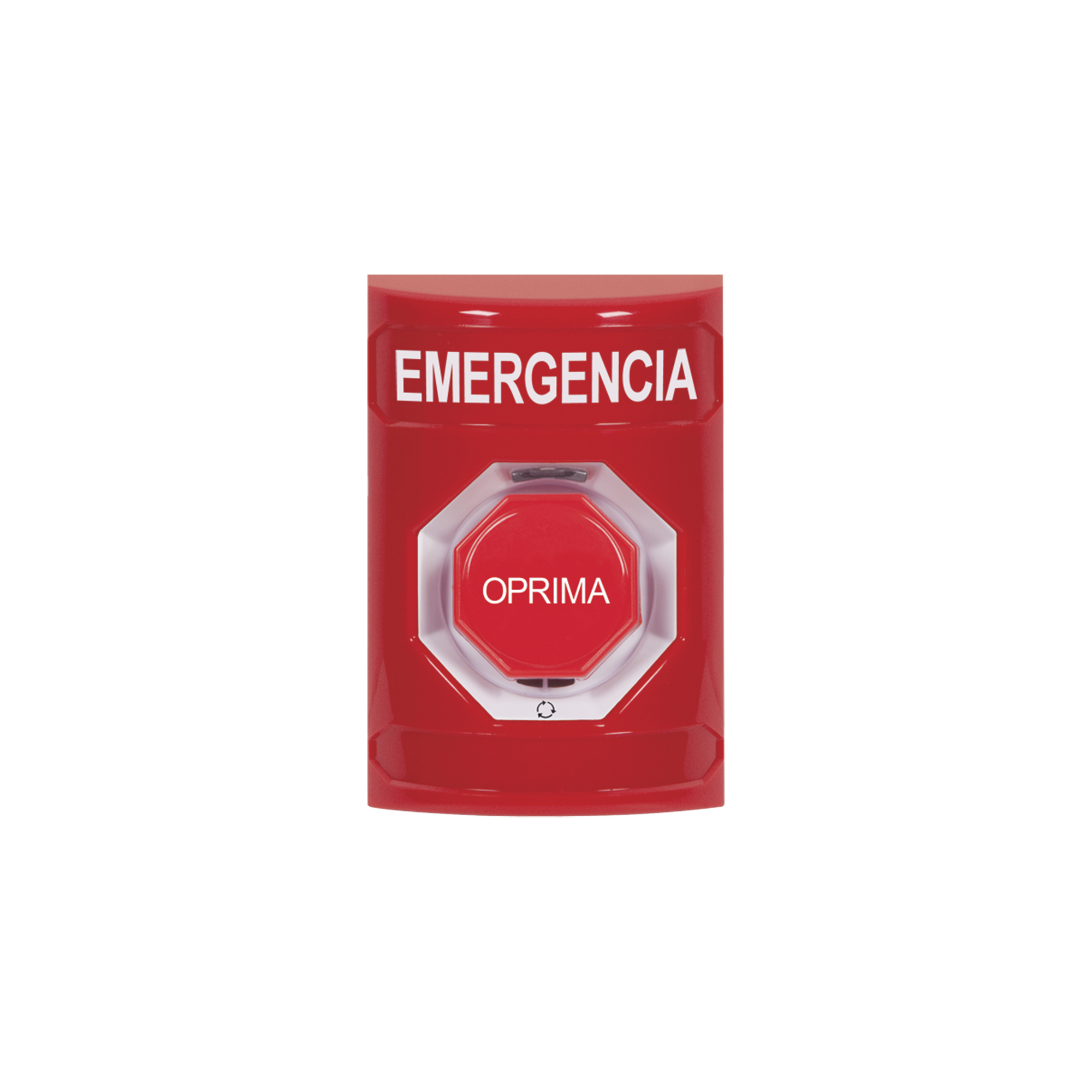 Botón de Emergencia en Español, Color Rojo, Acción Mantenida, Girar para Restablecer y LED Multicolor