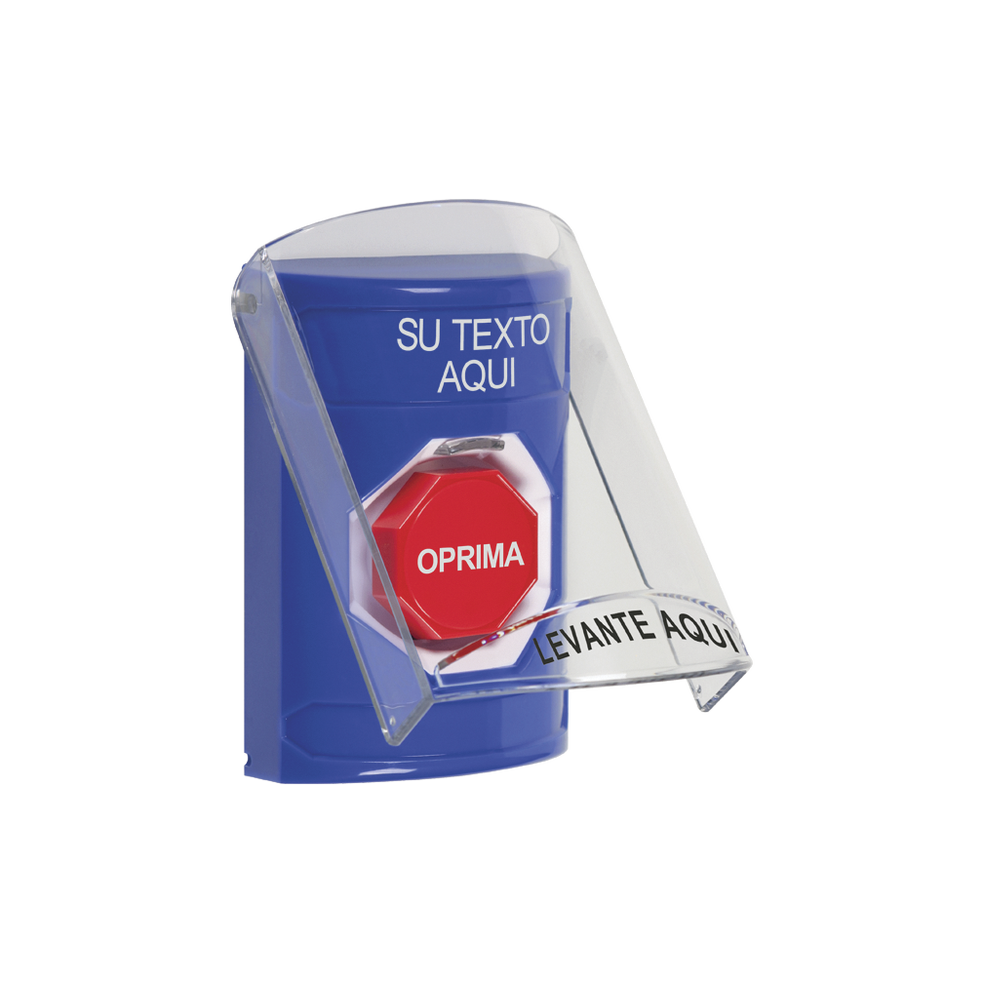 Botón con Texto Personalizado, Tapa Protectora de Policarbonato Súper Resistente y Restablecimiento con Llave