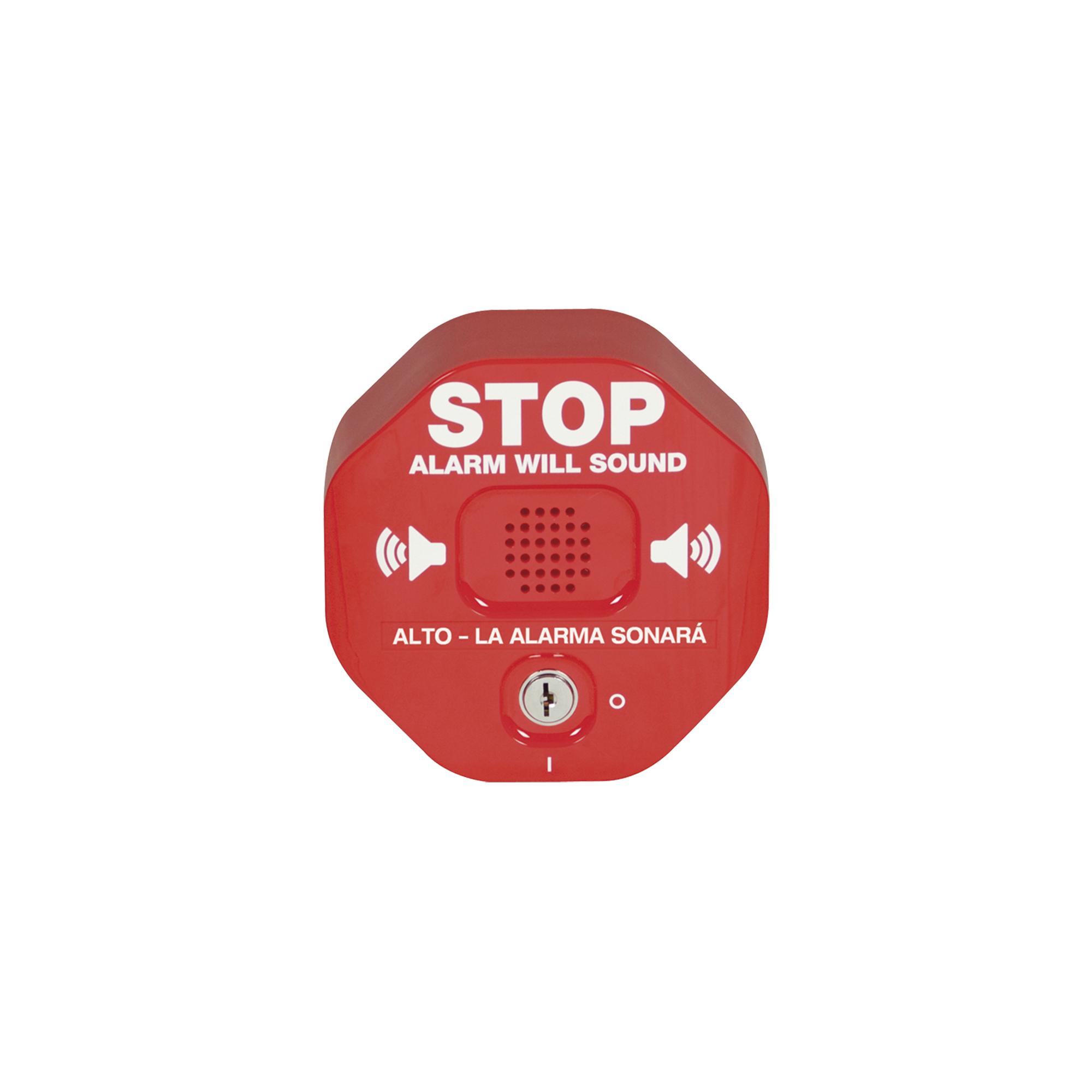 Anunciador Audible para Salida de Emergencia de Doble Hoja, Texto en Inglés y Etiquetas en Múltiples Idiomas