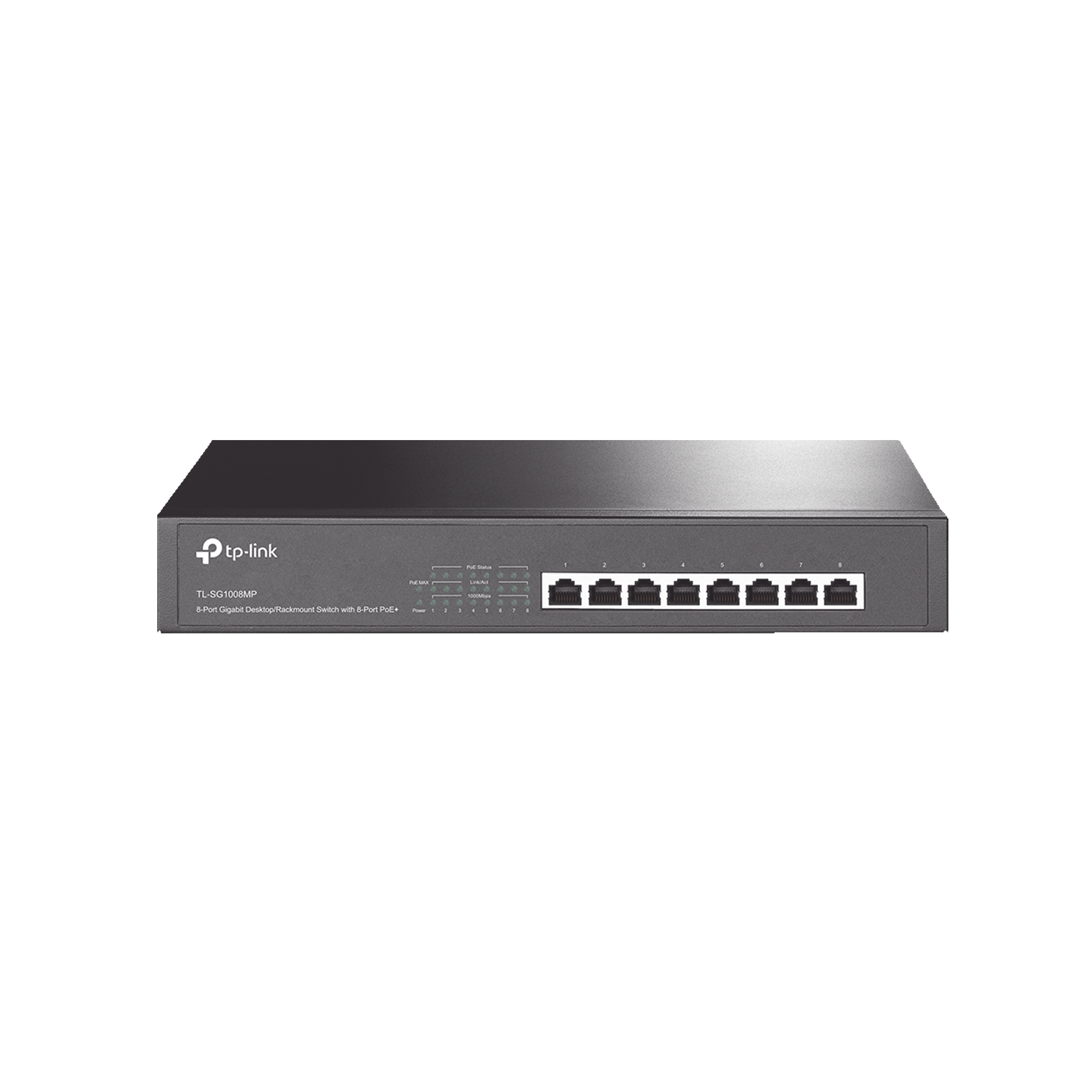 Switch Gigabit PoE+ no administrable de 8 puertos 10/100/1000 Mbps y 8 puertos PoE para escritorio