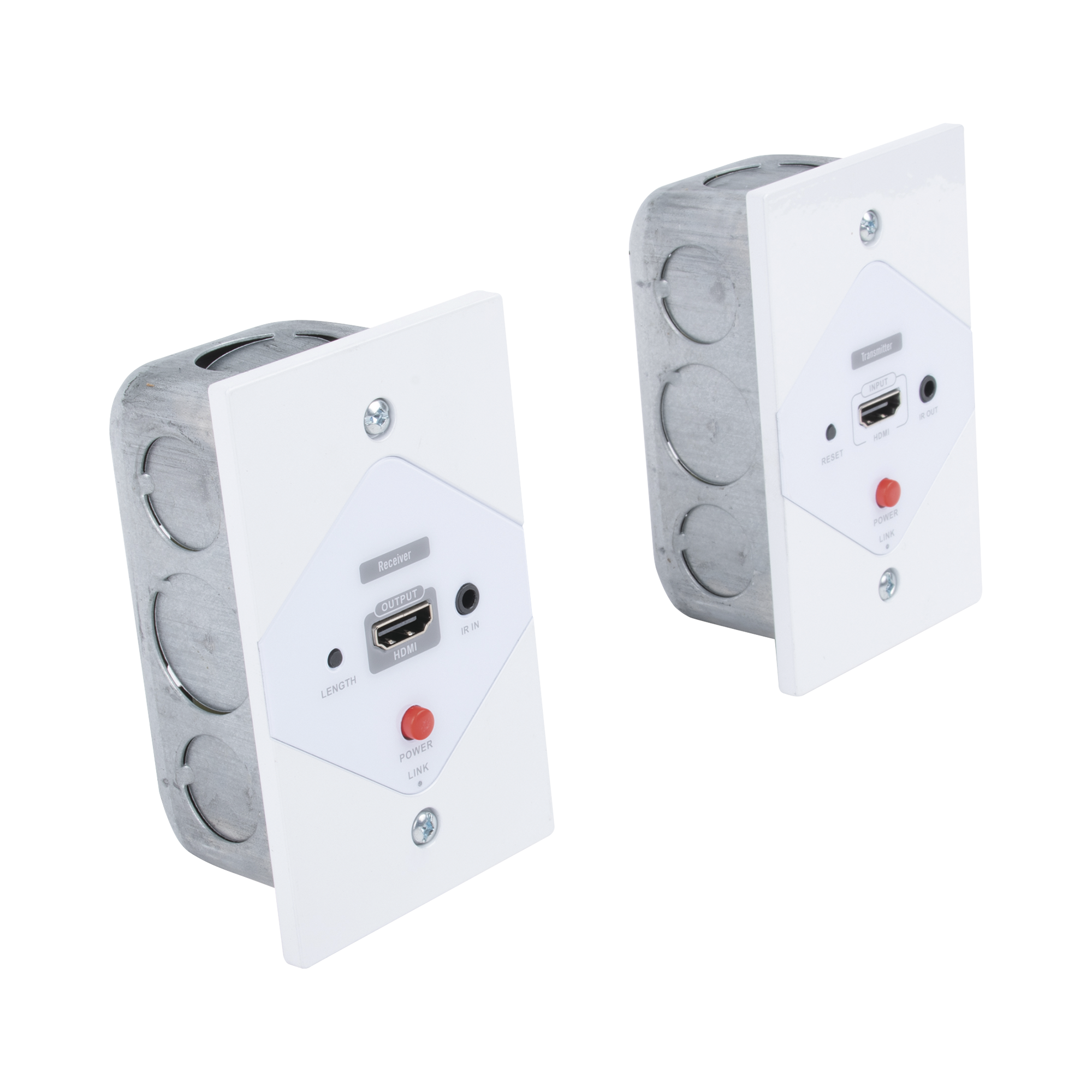 Kit Extensor HDMI en PLACAS DE PARED para distancias de 40 metros / Resolución 1080P @ 60 Hz / Cat 6/6A/ 7 / HDR/ Cero Latencia / Soporta Control Remoto / Placa de pared de 2.74 x 4.49” (tamaño estándar de EE.UU.).