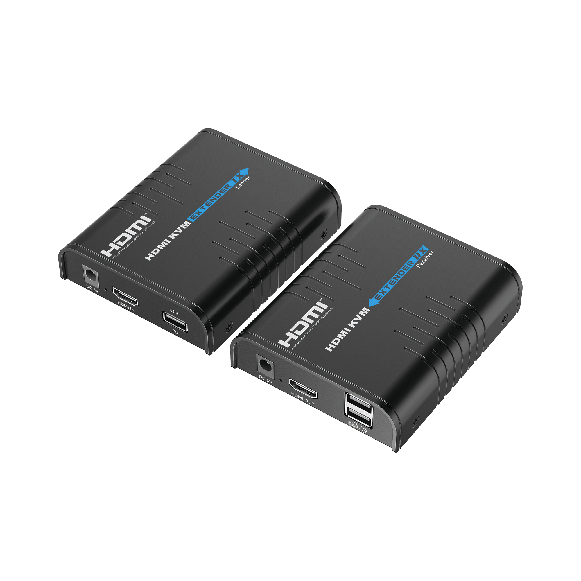 Kit extensor KVM (HDMI y USB) hasta 120 metros / Resolución 1080P @ 60 Hz / Soporta STP y UTP CAT5/5E/6 /  Soporta Switch Gigabit para control KVM múltiple / Soporta hasta 253 receptores / Transmite el Video y Controla tu DVR vía USB