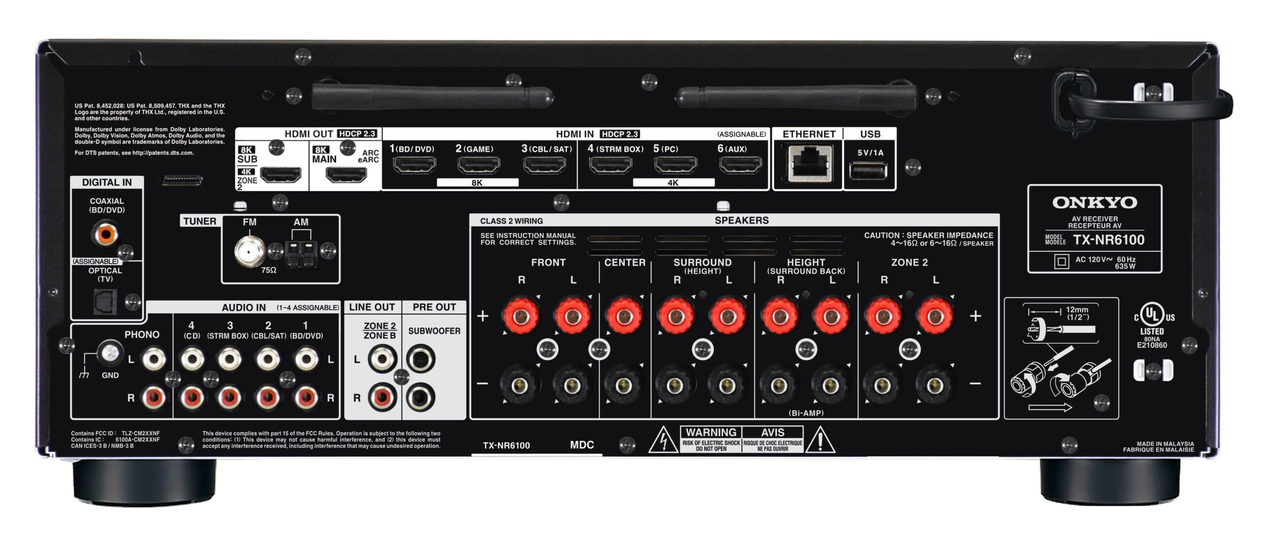 TX-NR6100 Receptor AV certificado THX 7.2 100 W/canales, 8K, HDR10+, Dolby Atmos® y DTS:X®, Chromecast, Airplay2, Spotify, Asistentes Google y Alexa.