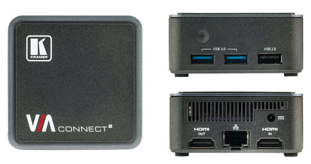 Kramer VIA Connect2 Presentador inalámbrico de colaboración y videoconferencia, Hasta cuatro participantes en pantalla simultáneamente. entrada HDMI
