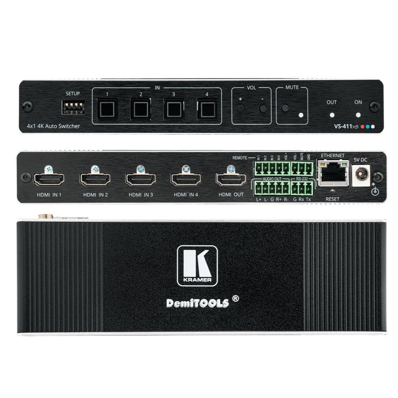 Kramer VS-211XS Switcher Selector de HDMI 2X1 4K HDR Selector Plug and Play 2x1 Resolución hasta 4K@60Hz (4:4:4) Audio desembebido Formato compacto