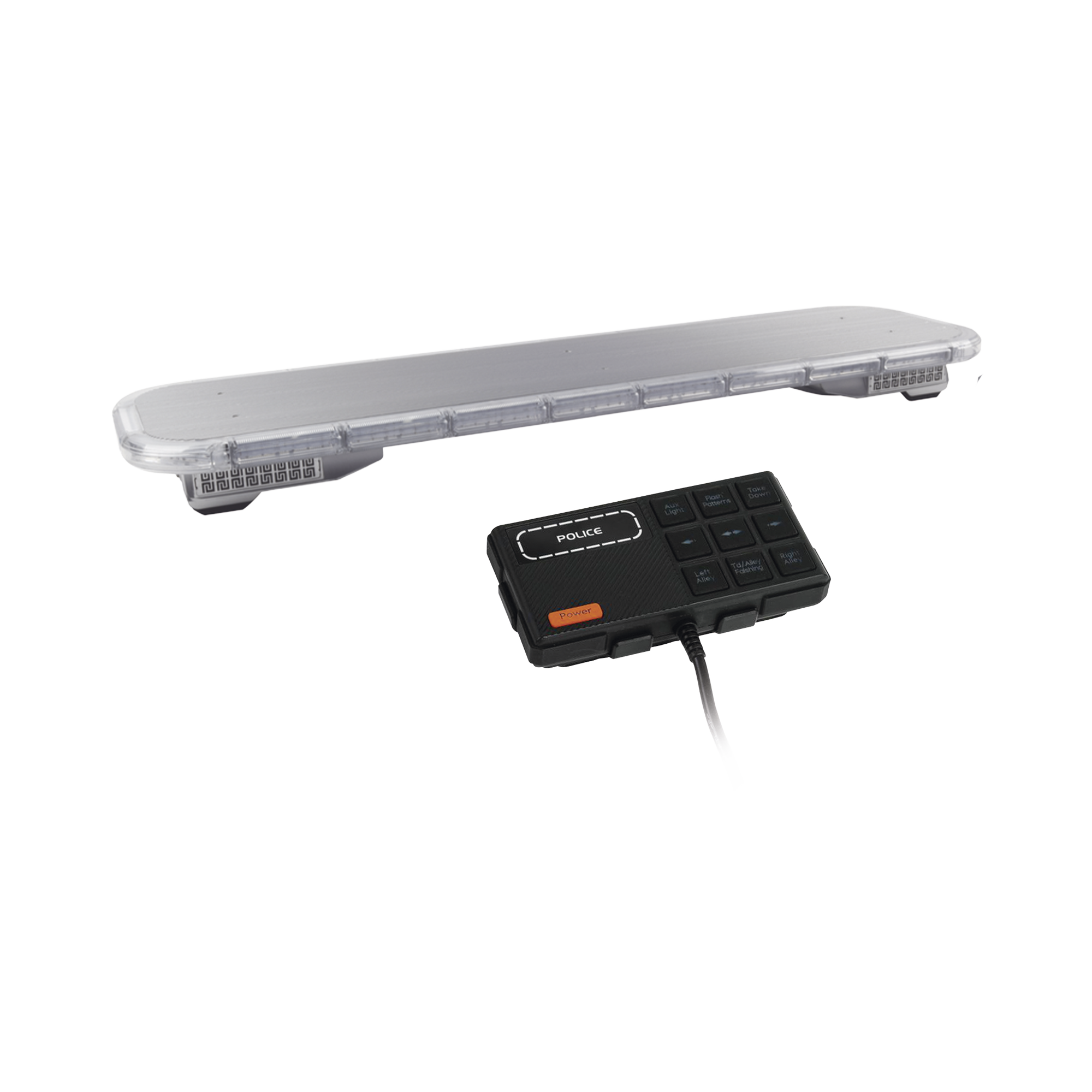 Barra de luces LED de 47" Rojo/Azul , De 132 LEDs, Sirena, Bocina y Controlador Incluido, Ideal para Equipar Unidades de Seguridad Publica