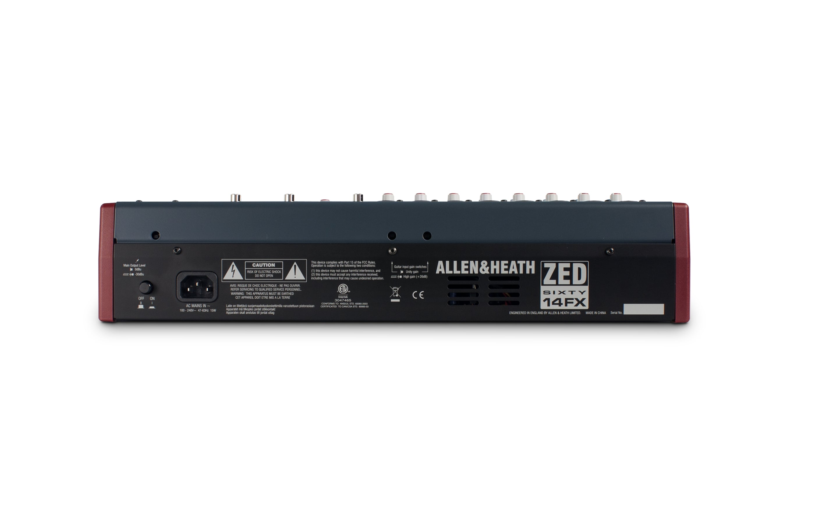 ALLEN & HEATH ZED60-14FX mezclador de 10 canales con 16 efectos digitales y puerto USB 6 entradas de micrófono/línea2 entradas Mic/Hi-Z con EQ de 3