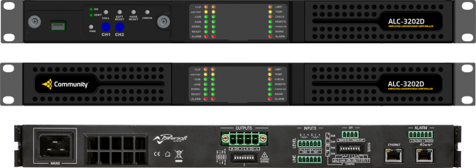 BIAMP Community ALC-3202D Amplificador Controlador de altavoces de 2 canales x 3200 W con DSP y Dante