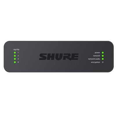 SHURE ANI4IN‐XLR Unidad de interfaz de red de audio de línea/micrófono Dante de 4 canales (entradas XLR) Ecualización paramétrica de 4 bandas