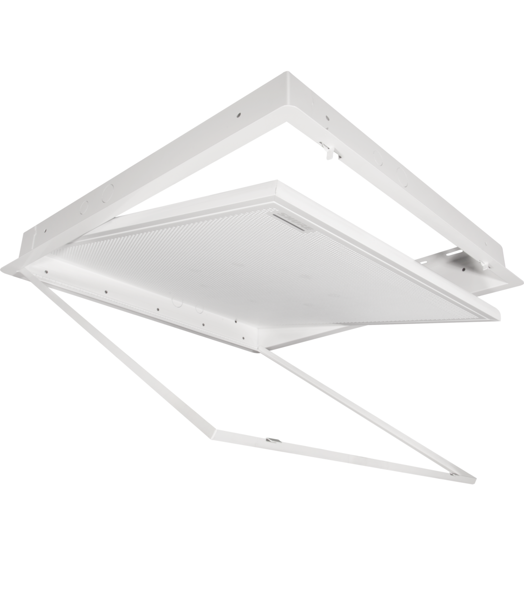 SHURE A910-HCM Montaje para techo sólido como yeso o concreto para tener un mejor acabado. Permite acceso rápido para montaje MXA910 de 60 cm. Color Blanco.