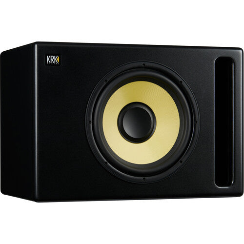 KRK S12.4 Subwoofer de estudio autoamplificado, Woofer de aramida 12" potencia 220W, Respuesta de frecuencia: 32 a 139 Hz Color Negro, 1 pieza