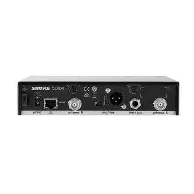 SHURE QLXD4-G50 Receptor inalámbrico digital, Canal único, 1/2 espacio de rack, Frecuencias de escaneo automático 2560, (G50: 470 to 534 MHz).