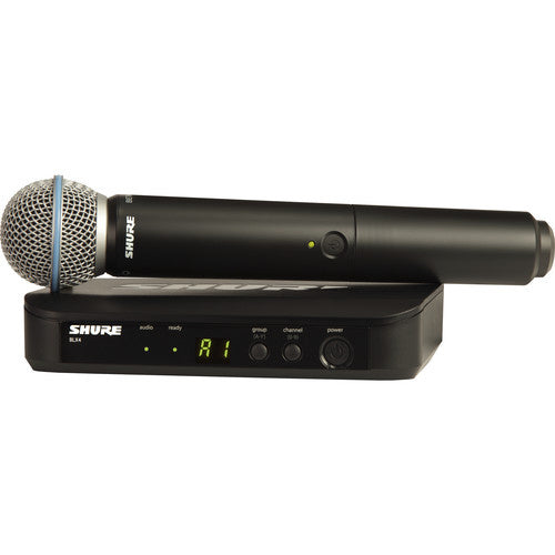 SHURE BLX24/B58 Sistema Inalámbrico con micrófono de mano, cardioide BETA58, Para presentadores y artistas, 123 frecuencias escaneó automático.