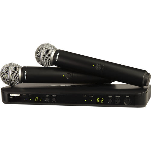 Shure BLX288/SM58 Sistema de micrófono de mano inalámbrico de dos canales con cápsulas SM58 (J11: 596 a 616 MHz)