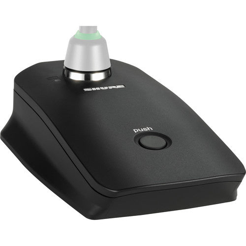 SHURE MXW8 Base para cuello de ganso, Aro indicador, transmisor receptor Microflex Wireless, Salida de auriculares, seguridad AES Batería recargable
