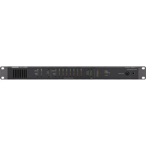 SHURE MXWANI8 Interfaz de audio en red Dante de 8 canales, 8 salidas analógicas, compatible Microflex Wireless, Switcher Gigabit Ethernet 8 puertos