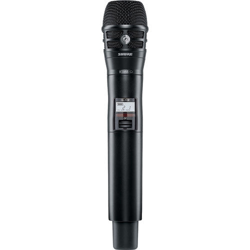 SHURE QLXD2/K8B  Micrófono de mano inalámbrico digital con cápsula KSM8, Diseño de cápsula intercambiable, 1040 frecuencias seleccionables