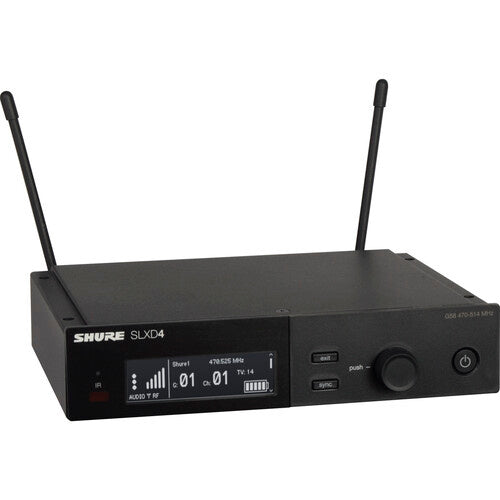 SLXD4 Receptor inalámbrico digital Canal único, 1/2 espacio de rack Frecuencias de escaneo automático 1760, Dos antenas extraíbles.