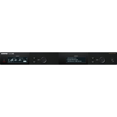SLXD4D Receptor inalámbrico digital de doble canal Espacio de rack único de dos canalesFrecuencias de escaneo automático 1760Dos antenas extraíbles