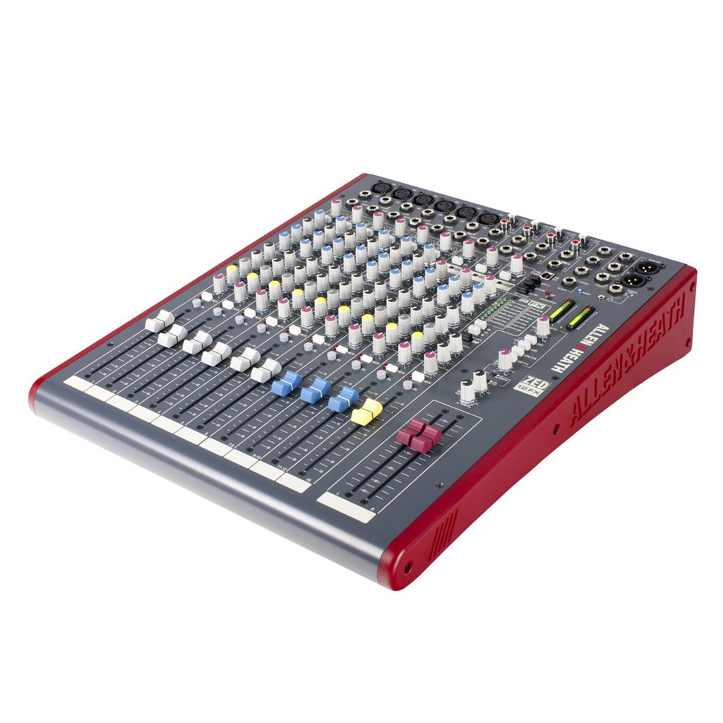 ALLEN & HEATH ZED-12FX Mezclador USB multipropósito de 12 canales con efectos6 entradas de micrófono/línea XLR-1/4" EQ de 2 bandas/HPF en por canal