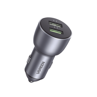 Cargador de Auto 36W | 2 Puertos USB-A | Carga Rápida | Compatible con Vehículos de 12 y 24 VCD | PD3.0 + QC3.0 | Chip Inteligente | Diseño Compacto | Mayor Eficiencia Energética | Aleación de Aluminio.