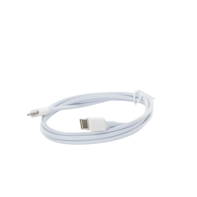 Cable USB-C a Lightning | 1 Metro | Certificado MFi | Carga Rápida 60W | 480 Mbps | PD | Conector C94 | Adecuado para iPhone, iPad y iPod | Protección Integrada | Caja de ABS | Cubierta de TPE | Color Blanco.