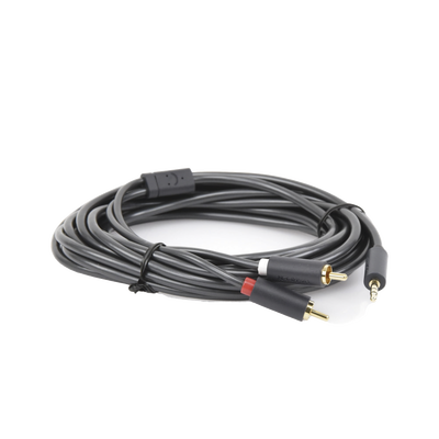 Cable Adaptador de 3.5mm Macho a 2 RCA Macho / 5 Metros / Color Gris / Blindaje Múltiple / ABS / Alta Calidad