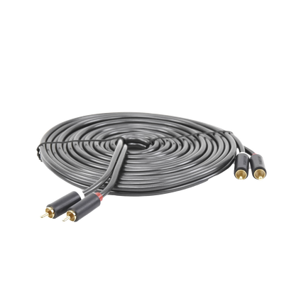 Cable de Audio 2 RCA Macho a 2 RCA Macho / 5 Metros / Color Negro / Alta Calidad / Anillos de goma para asegurar un agarre firme al instalar o quitar el cable