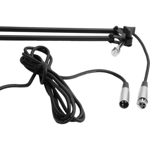 ON STAGE MBS5000 Soporte de micrófono de estudio, con brazo articulado y cable XLR interno pre instalado, Longitud del brazo vertical y horizontal: 49.53 cm. Color Negro
