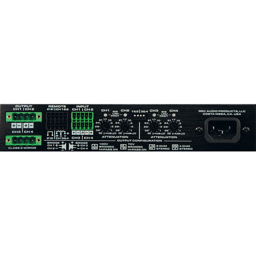 QSC SPA4-60 Amplificador de potencia de 4 canales (60W), clase D,  Operación de 4 y 8 Ohmios + 70/100V