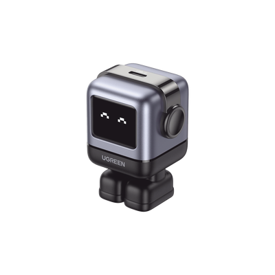 Cargador Mini GaNRobot 30W serie UNO | 1 USB-C de Carga Rápida | Tecnología GaN II | Multiprotocolo PD/QC/SCP/FCA | Carga Inteligente | Pantalla LED | Zapato Magnético Extraíble | Thermal Guard | Color Negro.