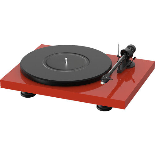 Pro-Ject DEBUT CARBON EVO RED Tornamesa de tres velocidades, Reproduce discos de 33 1/3 y 45 rpm, Bandeja de acero de 12" y 3,8 lb con amortiguación de TPE, Control de velocidad electrónico preciso y estable, Conectores RCA chapados en oro(rojo brillante)