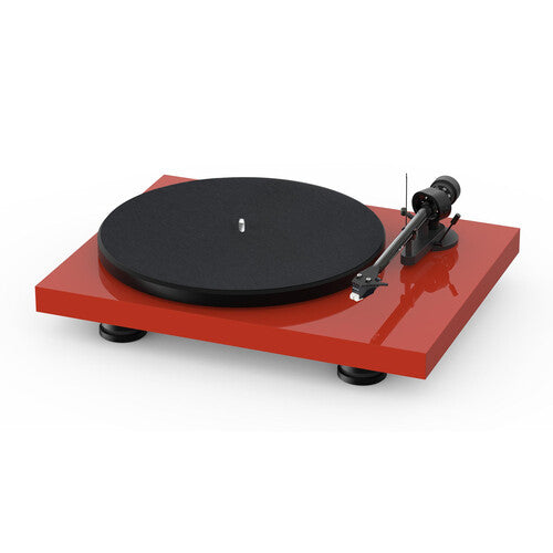 Pro-Ject DEBUT CARBON EVO RED Tornamesa de tres velocidades, Reproduce discos de 33 1/3 y 45 rpm, Bandeja de acero de 12" y 3,8 lb con amortiguación de TPE, Control de velocidad electrónico preciso y estable, Conectores RCA chapados en oro(rojo brillante)