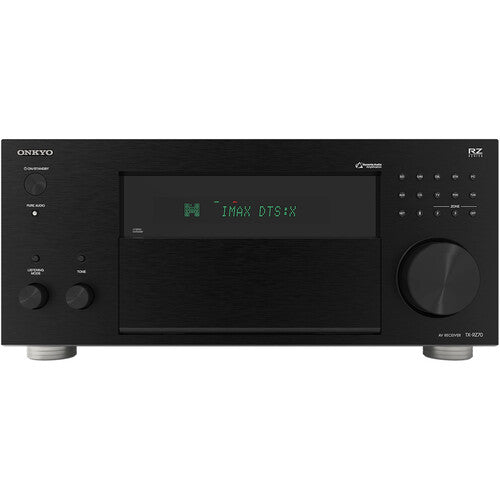 ONKYO TX-RZ70 Receptor A/V de 11.2 canales, 140W/ch, THX Certified Select, Dirac Live (completo), IMAX Enhanced. Audio premium para cine en casa con 8K/4K HDR. Rendimiento y calibración inigualables.