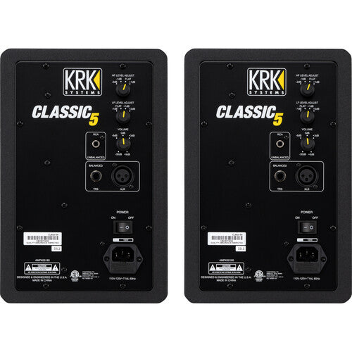 KRK ROKIT CLASSIC 5 PACK. JUEGO DE 2 Monitores de estudio activo de 2 vías de 5" Clase-D, potencia 55 W, Entradas combinadas TRS / XLR balanceadas, Color Negro, 2 piezas