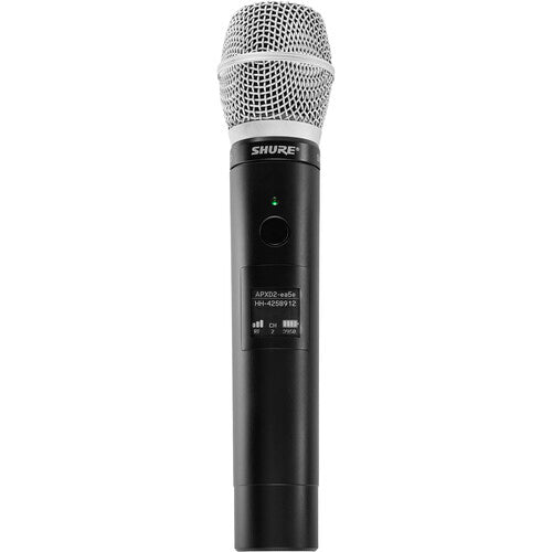 SHURE MXW2X/SM86 Transmisor de micrófono de mano inalámbrico, con cápsula SM86 (1,9 GHz), con autonomia de hasta 25 horas con batería SB908 incluida. Compatible con los sistemas Microflex Wireless neXt.