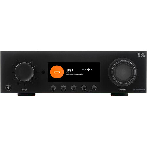 JBL MA9100HP. Receptor AV 9.2 canales, Hasta 140 W por canal a 8 ohmios, 8K HDR y sonido Dolby Atmos. Conectividad WiFi, Bluetooth y calibración Dirac Live. Audio de alta fidelidad premium en Store Smart House. ¡Envío rápido y garantía oficial!