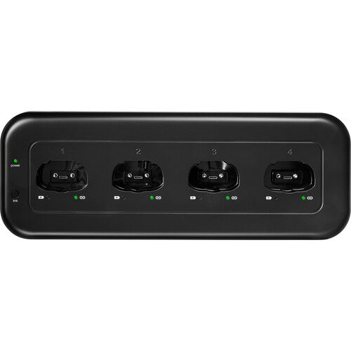 SHURE MXWNDX4 Estación de carga en red de 4 bahías para transmisores de micrófono inalámbricos de bolsillo, de mano y de superficie MXW neXt