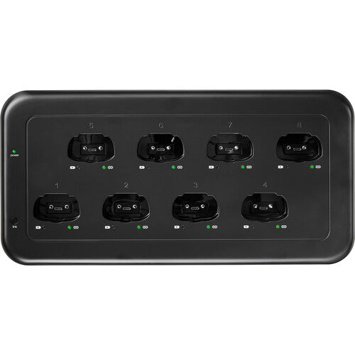 SHURE MXWNDX8 Estación de carga en red de 8 bahías para transmisores de micrófonos inalámbricos de bolsillo, de mano y de superficie MXW neXt