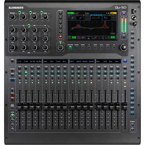 ALLEN & HEATH Qu-5D Mezclador digital de 36 canales y 12 buses con 16+1 faders motorizados, Interfaz Dante de 16x16, Pantalla táctil capacitiva de 7"  Interfaz de audio USB 32x32, Salida AES, 12 salidas XLR