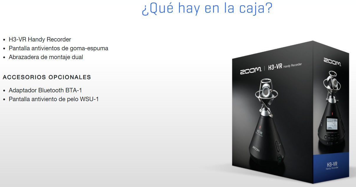 ZOOM H3-VR Grabadora de Audio 360° Ambisonic VR con 4 Micrófonos Integrados | Interfaz de Audio USB 24-bit/96kHz para Realidad Virtual y Audio Espacial | Modos Binaural y Estéreo, Soporta MicroSD 512GB | Grabación Envolvente de Esfera Completa Pro
