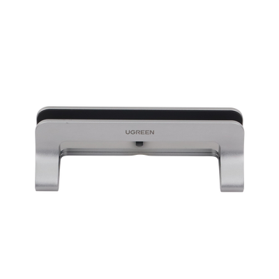 Soporte Vertical para Laptop / Adecuado para escritorio / Anchura Ajustable (12-26mm) / Amplia compatibilidad / Anti-Arañazos / Anti-Deslizante /Ajustable Mediante Tornillos / Color Plata / Aluminio + Silicona