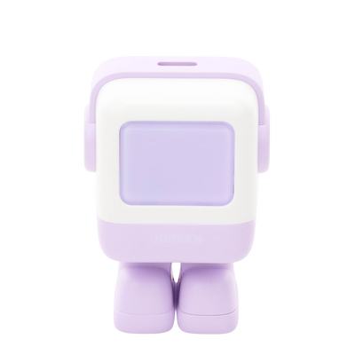 Cargador Mini GaNRobot 30W serie UNO | 1 USB-C de Carga Rápida | Tecnología GaN II | Multiprotocolo PD/QC/SCP/FCA | Carga Inteligente | Pantalla LED | Zapato Magnético Extraíble | Thermal Guard | Color Lila.