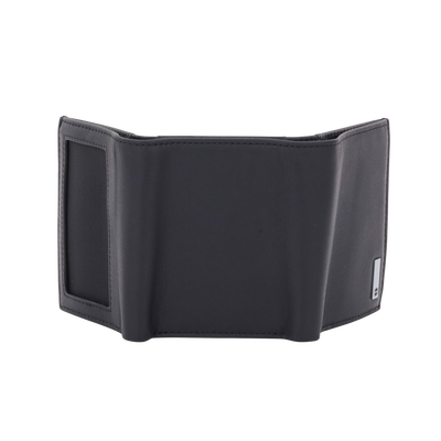 Cartera Athens Negra de Piel con Compartimento de Micromalla para ID. Doblable en 3 Partes con Divisor de Billetes. Pocket Wallet