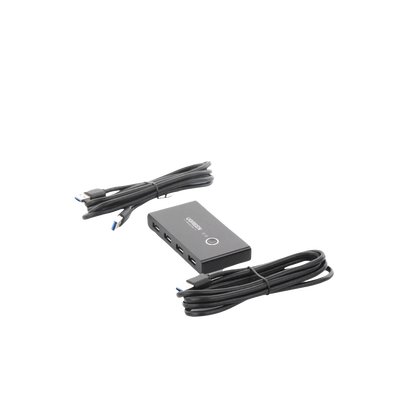 Conmutador USB para Compartir 4 Puertos USB 3.0 a 2 PC Ìs | Cambio Mediante Botón | Incluye Dos Cables USB de 1.5 m | ABS | Permite que 2 Usuarios Compartan 4 Dispositivos Periféricos USB3.0, como una impresora, un escáner, etc.