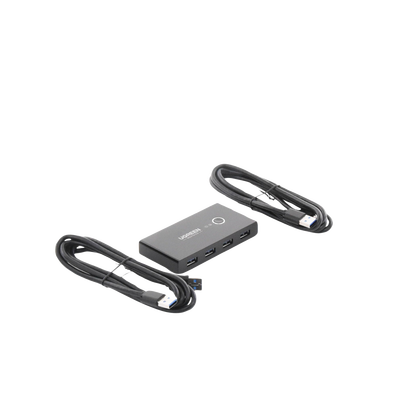 Conmutador USB para Compartir 4 Puertos USB 3.0 a 2 PC Ìs | Cambio Mediante Botón | Incluye Dos Cables USB de 1.5 m | ABS | Permite que 2 Usuarios Compartan 4 Dispositivos Periféricos USB3.0, como una impresora, un escáner, etc.